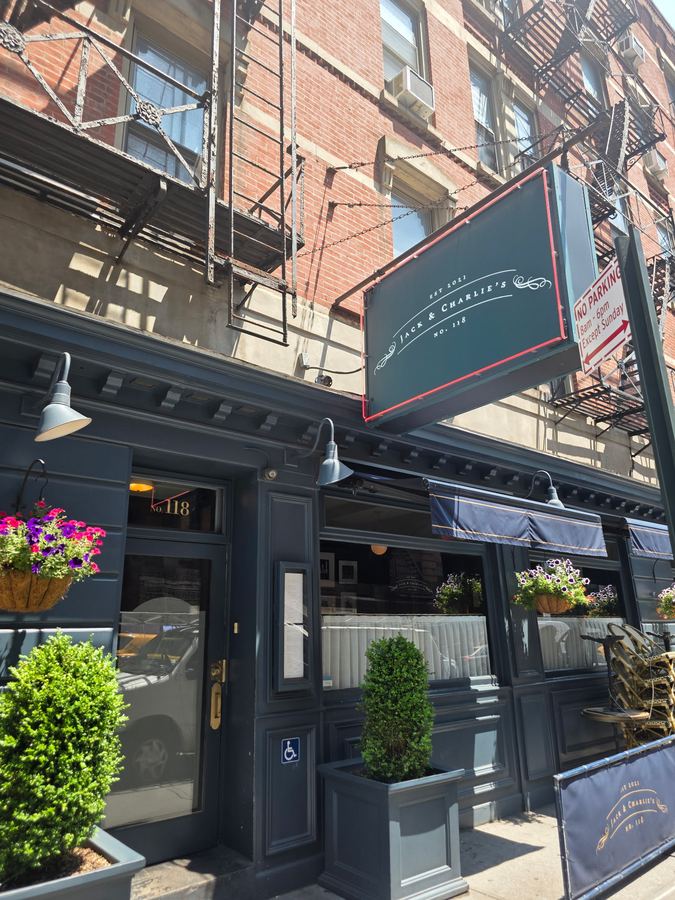 Jack and Charlie's — blade sign and storefront, NYC